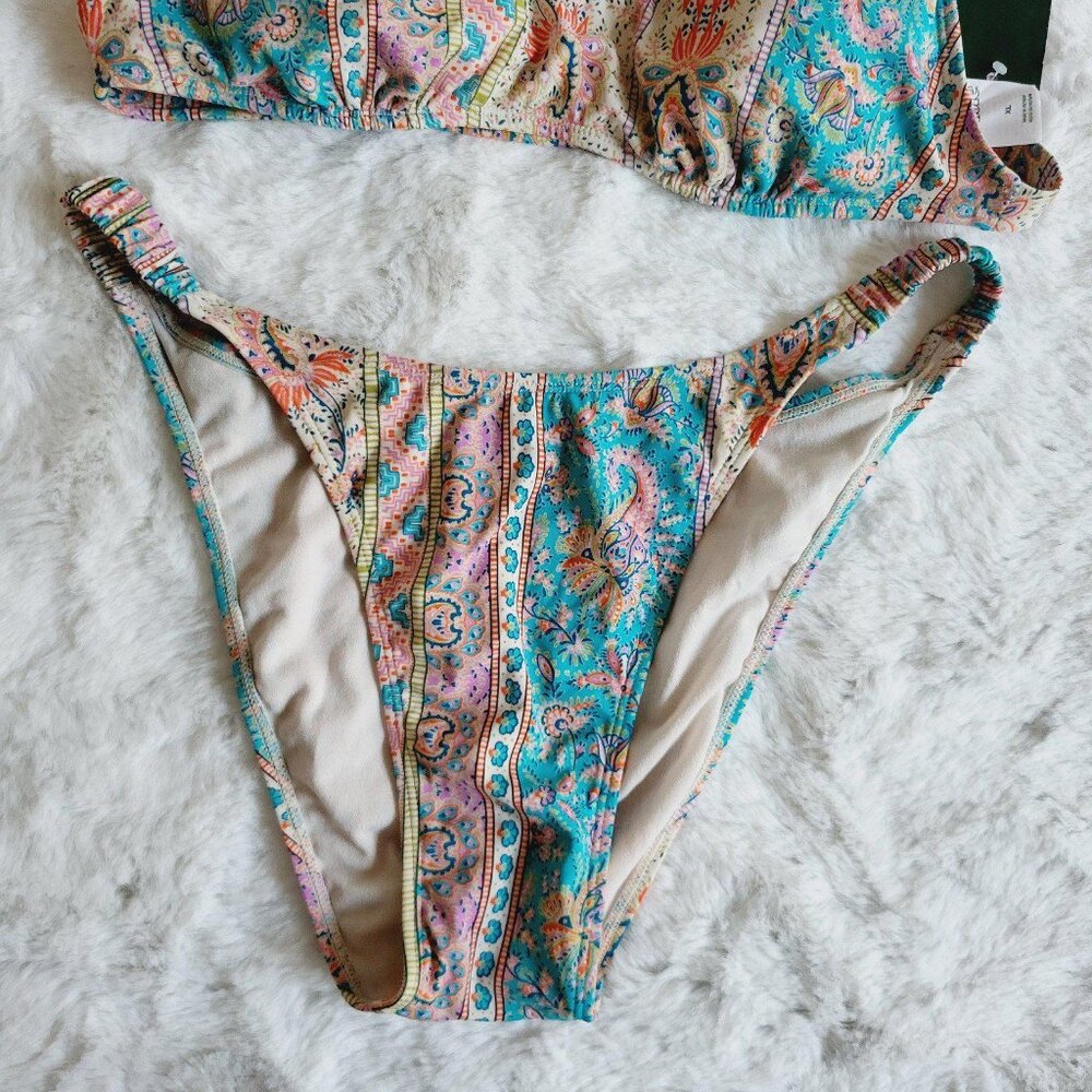 Wild Fable Women's Scrunchie Strap Detail Bralette Bikini 2 Pc Set, BT7-GN - Picture 4 of 7